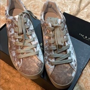 Rag and Bone RB1 Low Velvet Sneakers Grey